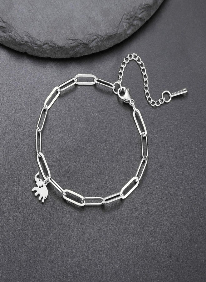 UNIFT Elephant Bracelet for Women Stainless Steel Dainty Cute Elephant Layered Bracelets Animal Jewelry Gift for Animal Lover (silver 2) - Image 5